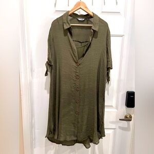 Olive Button-Up Women's Top XL